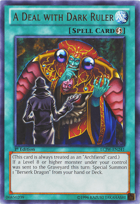 1st Edition, Legendary Collection 4: Joey's World, Quick Play Spell, Rare, Spell A Deal with Dark Ruler [LCJW-EN241] Rare - Trading Card World
