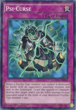 1st Edition, Battle Pack 3: Monster League, Normal Trap, Shatterfoil Rare, Trap Psi-Curse [BP03-EN217] Shatterfoil Rare - Trading Card World