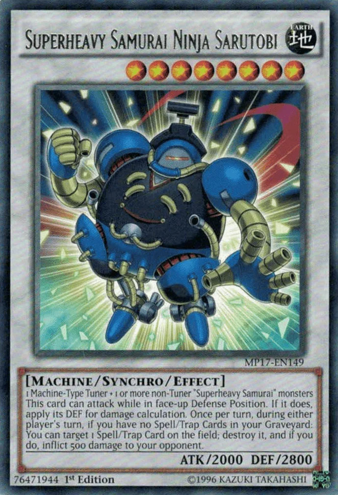 1st Edition, 2017 Mega-Tins Mega Pack, Earth, Machine, Rare, Synchro/Effect Monster Superheavy Samurai Ninja Sarutobi [MP17-EN149] Rare - Trading Card World
