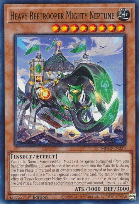 1st Edition, 2022 Tin of the Pharaoh's Gods, Common, Earth, Effect Monster, Insect Heavy Beetrooper Mighty Neptune [MP22-EN238] Common - Trading Card World