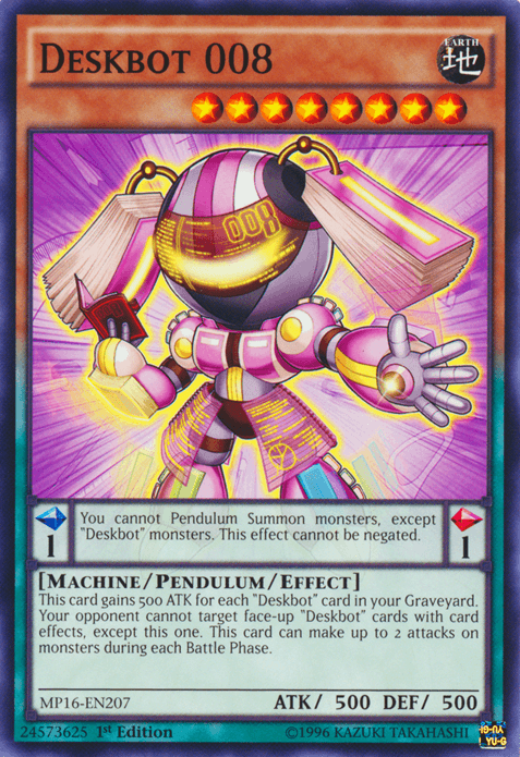 1st Edition, 2016 Mega-Tins Mega Pack, Common, Earth, Machine, Pendulum/Effect Monster, Unlimited Deskbot 008 [MP16-EN207] Common - Trading Card World