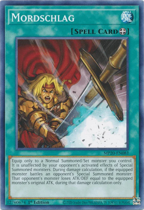 1st Edition, 2020 Tin of Lost Memories, Common, Equip Spell, Spell Mordschlag [MP20-EN081] Common - Trading Card World
