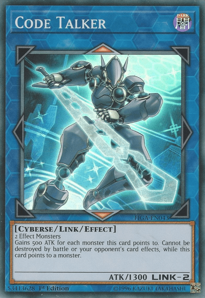 1st Edition, Cyberse, Dark, Fists of the Gadgets, Link/Effect Monster, Super Rare Code Talker [FIGA-EN043] Super Rare - Trading Card World