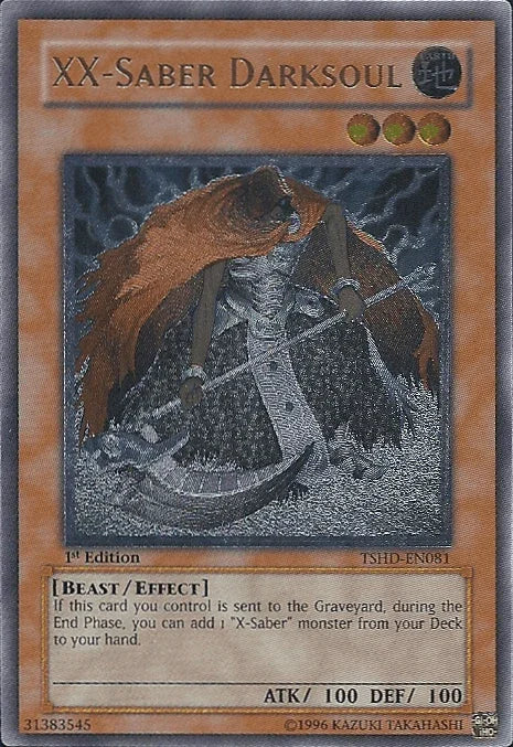 1st Edition, Beast, Earth, Effect Monster, The Shining Darkness, Ultimate Rare, Unlimited XX-Saber Darksoul [TSHD-EN081] Ultimate Rare - Trading Card World