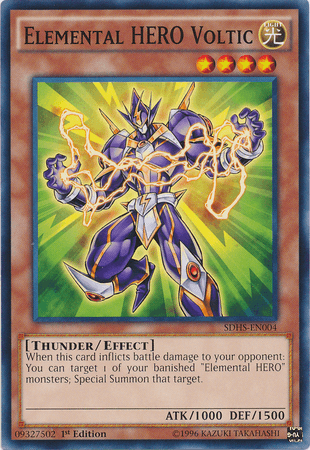1st Edition, Common, Effect Monster, Light, Structure Deck: HERO Strike, Thunder, Unlimited Elemental Hero Voltic [SDHS-EN004] Common - Trading Card World