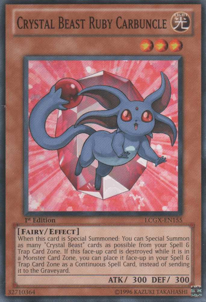1st Edition, Common, Effect Monster, Fairy, Legendary Collection 2, Light, Unlimited Crystal Beast Ruby Carbuncle [LCGX-EN155] Common - Trading Card World