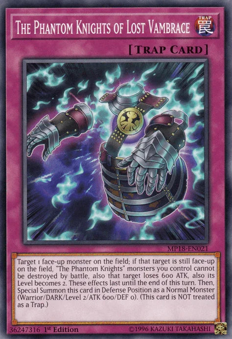 1st Edition, 2018 Mega-Tins Mega Pack, Common, Normal Trap, Trap The Phantom Knights of Lost Vambrace [MP18-EN021] Common - Trading Card World