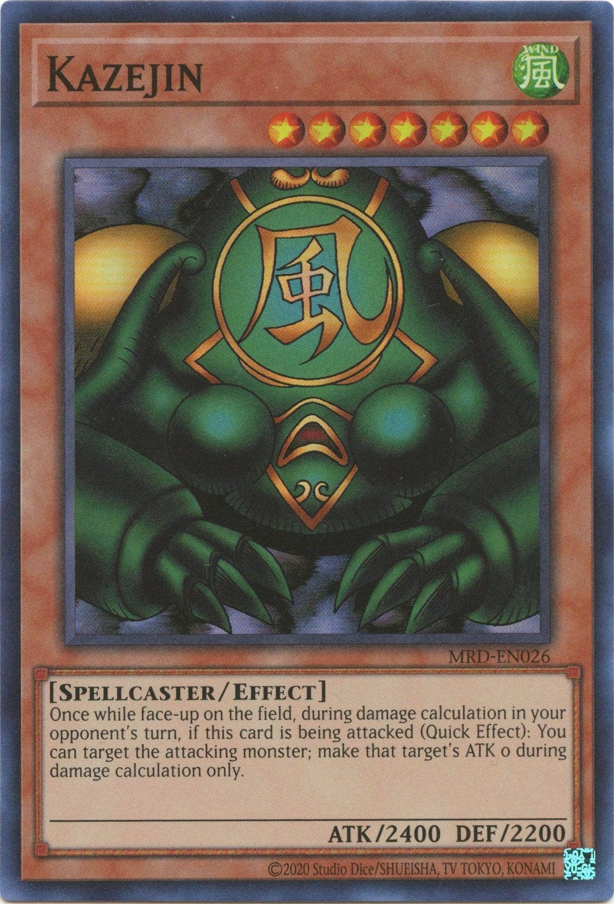 Effect Monster, Metal Raiders (25th Anniversary Edition), Spellcaster, Super Rare, Unlimited, Wind Kazejin (25th Anniversary) [MRD-EN026] Super Rare - Trading Card World