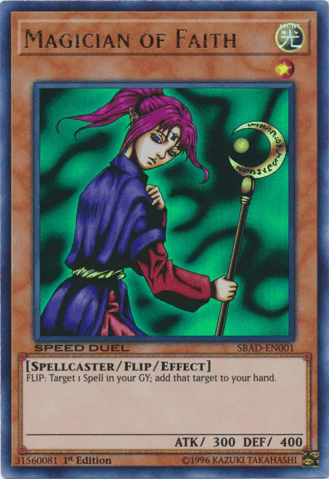 1st Edition, Flip/Effect Monster, Light, Speed Duel: Attack from the Deep, Spellcaster, Ultra Rare Magician of Faith [SBAD-EN001] Ultra Rare - Trading Card World