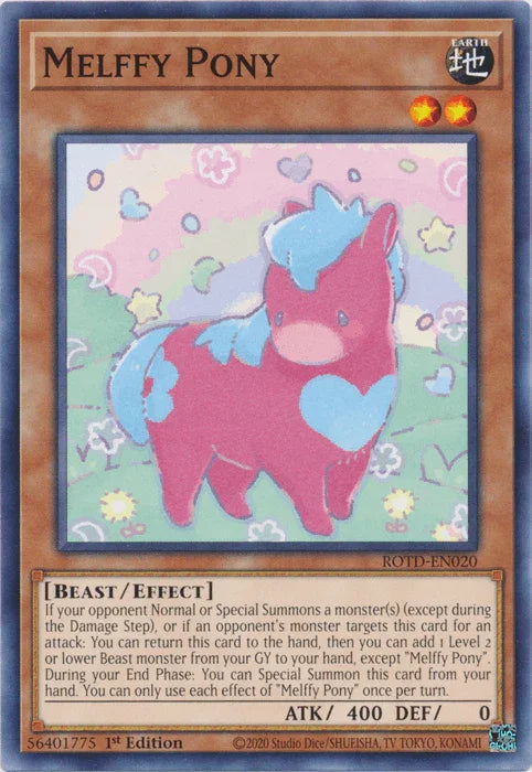 1st Edition, Beast, Common, Earth, Effect Monster, Rise of the Duelist Melffy Pony [ROTD-EN020] Common - Trading Card World