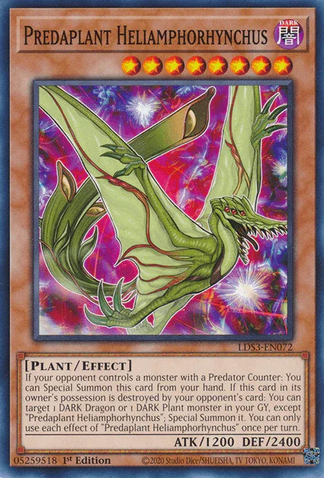 1st Edition, Common, Dark, Effect Monster, Legendary Duelists: Season 3, Plant Predaplant Heliamphorhynchus [LDS3-EN072] Common - Trading Card World