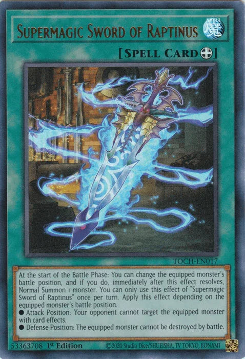 1st Edition, Equip Spell, Spell, Toon Chaos, Ultra Rare, Unlimited Supermagic Sword of Raptinus [TOCH-EN017] Ultra Rare - Trading Card World