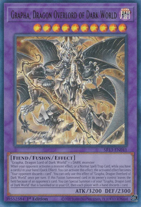 1st Edition, Dark, Fiend, Fusion/Effect Monster, Structure Deck: Dark World, Ultra Rare Grapha, Dragon Overlord of Dark World [SR13-EN041] Ultra Rare - Trading Card World