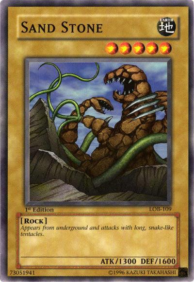 1st Edition, Common, Earth, Normal Monster, Rock, The Legend of Blue Eyes White Dragon, Unlimited Sand Stone [LOB-109] Common - Trading Card World