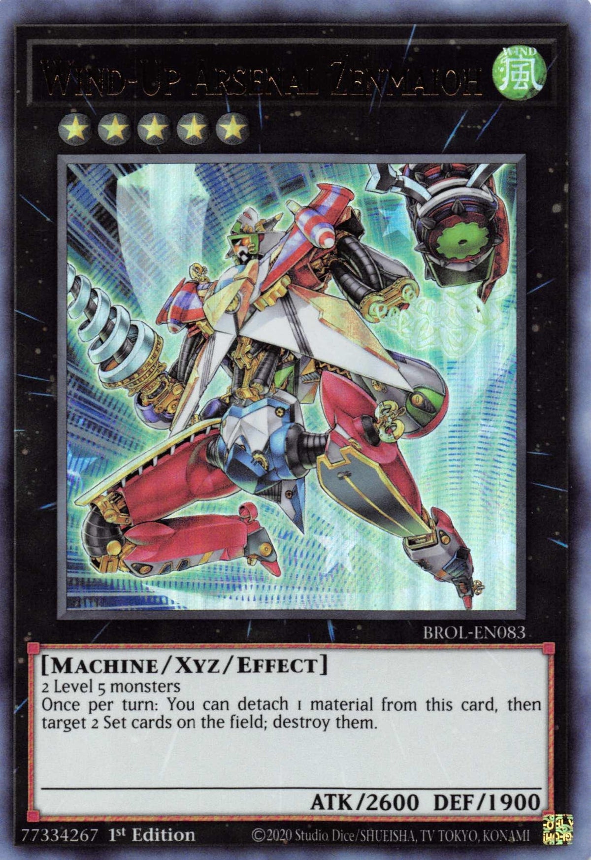 1st Edition, Brothers of Legend, Machine, Ultra Rare, Wind, Xyz/Effect Monster Wind-Up Arsenal Zenmaioh [BROL-EN083] Ultra Rare - Trading Card World