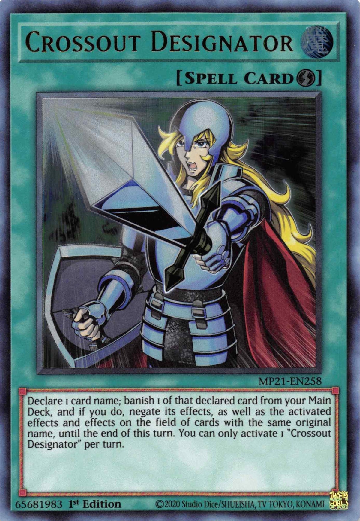 1st Edition, 2021 Tin of Ancient Battles, Quick-Play Spell, Spell, Ultra Rare Crossout Designator [MP21-EN258] Ultra Rare - Trading Card World
