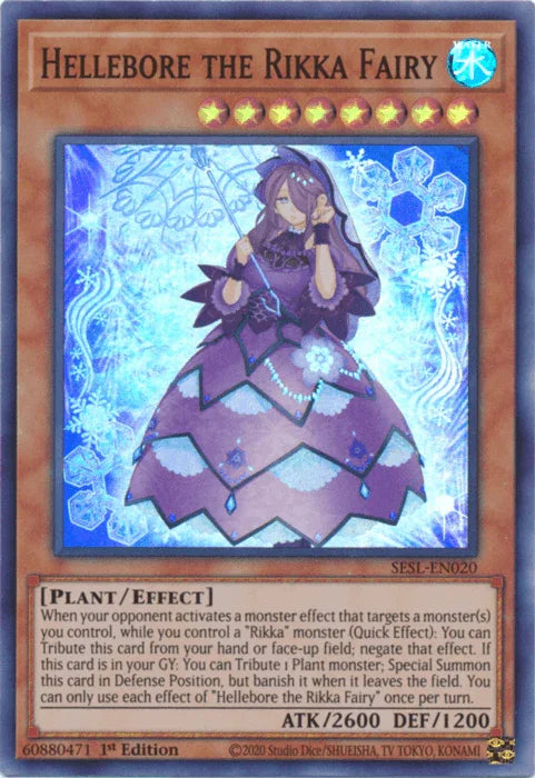 1st Edition, Effect Monster, Plant, Secret Slayers, Super Rare, Water Hellebore the Rikka Fairy [SESL-EN020] Super Rare - Trading Card World