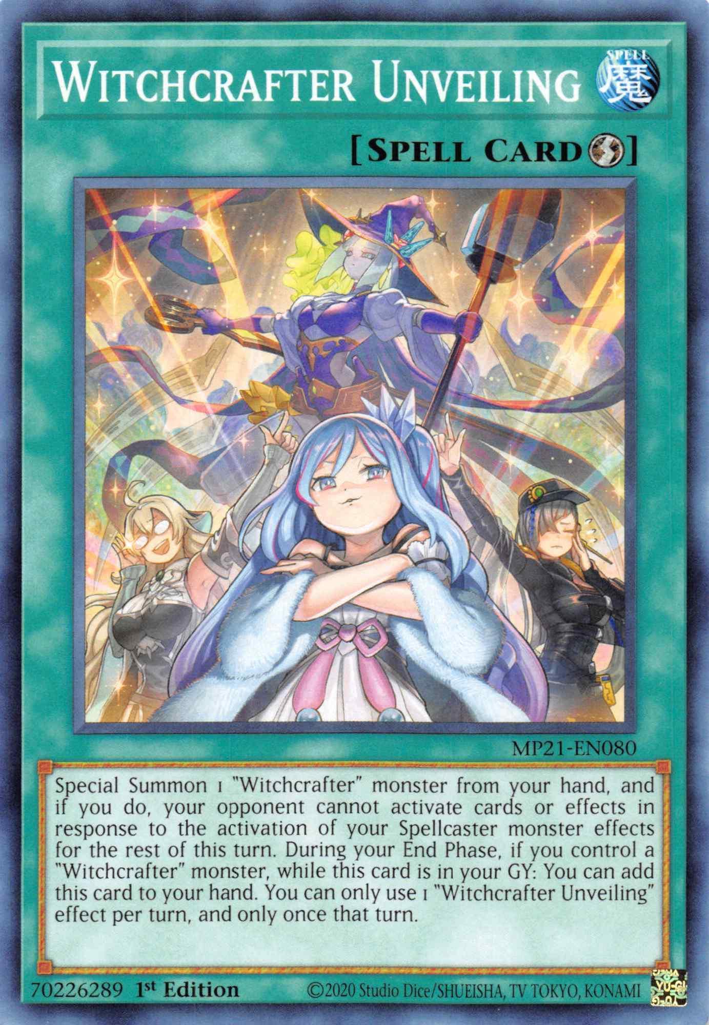 1st Edition, 2021 Tin of Ancient Battles, Common, Quick-Play Spell, Spell Witchcrafter Unveiling [MP21-EN080] Common - Trading Card World