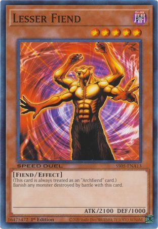 1st Edition, Common, Dark, Effect Monster, Fiend, Speed Duel: Twisted Nightmares Lesser Fiend [SS05-ENA13] Common - Trading Card World