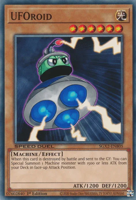 1st Edition, Common, Effect Monster, Light, Machine, Speed Duel GX: Midterm Paradox UFOroid [SGX2-ENB05] Common - Trading Card World