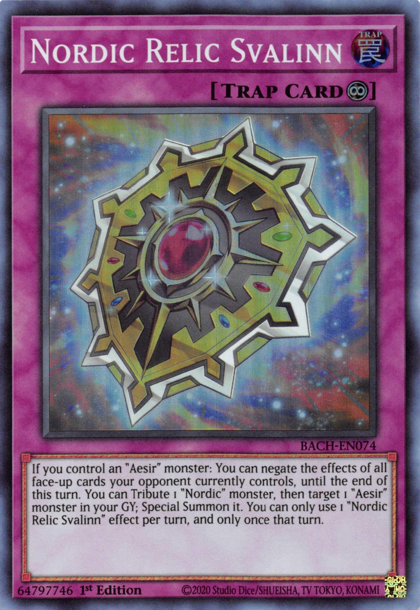 1st Edition, Battle of Chaos, Continuous Trap, Super Rare, Trap Nordic Relic Svalinn [BACH-EN074] Super Rare - Trading Card World