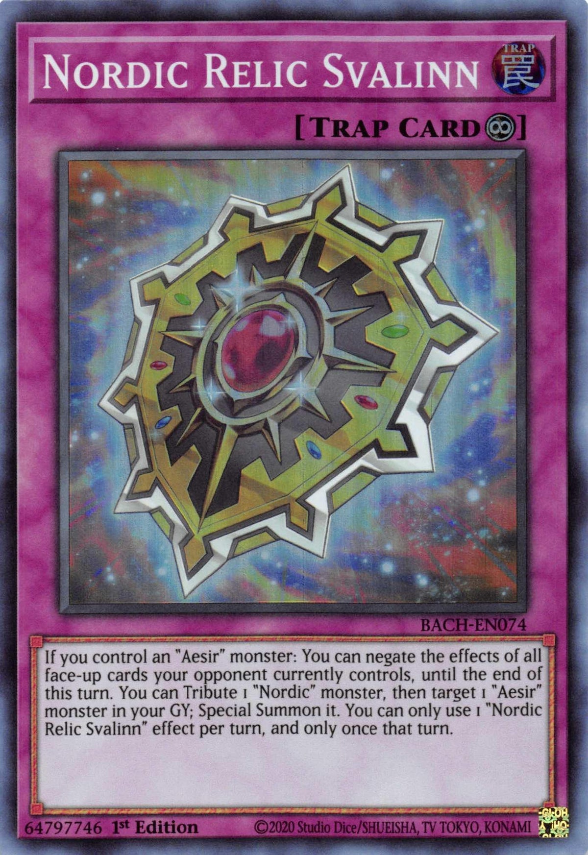 1st Edition, Battle of Chaos, Continuous Trap, Super Rare, Trap Nordic Relic Svalinn [BACH-EN074] Super Rare - Trading Card World