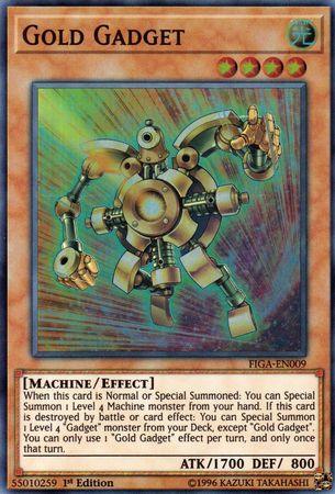 1st Edition, Effect Monster, Fists of the Gadgets, Light, Machine, Super Rare Gold Gadget [FIGA-EN009] Super Rare - Trading Card World