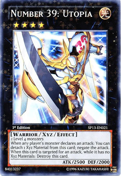 1st Edition, Light, Star Pack 2013, Starfoil Rare, Unlimited, Warrior, Xyz/Effect Monster Number 39: Utopia [SP13-EN021] Starfoil Rare - Trading Card World