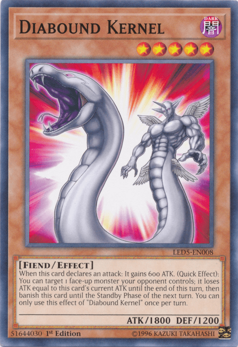 1st Edition, Common, Dark, Effect Monster, Fiend, Legendary Duelists: Immortal Destiny Diabound Kernel [LED5-EN008] Common - Trading Card World