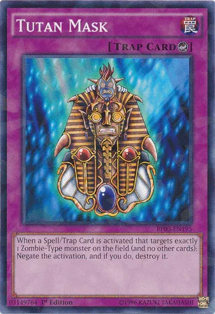 1st Edition, Battle Pack 3: Monster League, Counter Trap, Shatterfoil Rare, Trap Tutan Mask [BP03-EN195] Shatterfoil Rare - Trading Card World
