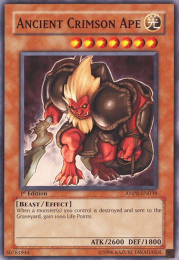 1st Edition, Ancient Prophecy, Beast, Common, Effect Monster, Light, Unlimited Ancient Crimson Ape [ANPR-EN038] Common - Trading Card World