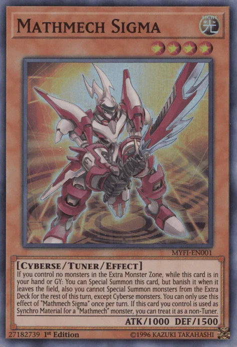 1st Edition, Cyberse, Light, Mystic Fighters, Super Rare, Tuner/Effect Monster Mathmech Sigma [MYFI-EN001] Super Rare - Trading Card World