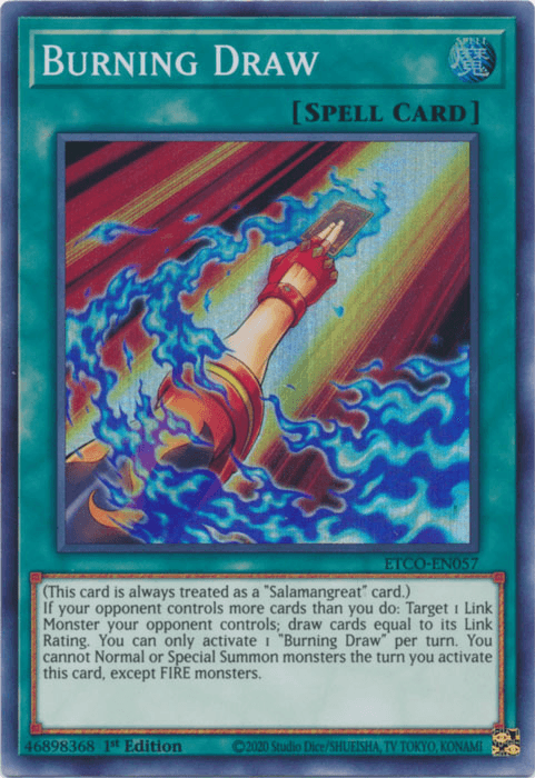 1st Edition, Eternity Code, Normal Spell, Spell, Super Rare Burning Draw [ETCO-EN057] Super Rare - Trading Card World