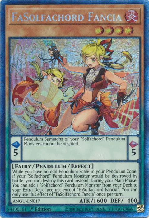1st Edition, Ancient Guardians, Collector's Rare, Fairy, Fire, Pendulum/Effect Monster FaSolfachord Fancia (Collector's Rare) [ANGU-EN017] Collector's Rare - Trading Card World