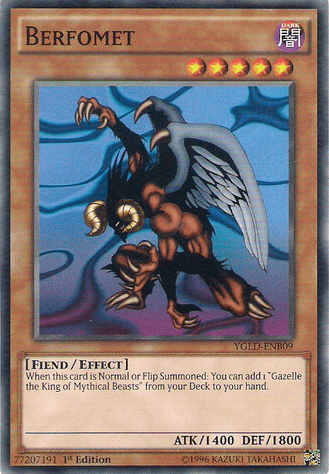 1st Edition, Common, Dark, Effect Monster, Fiend, King of Games: Yugi's Legendary Decks, Unlimited Berfomet [YGLD-ENB09] Common - Trading Card World