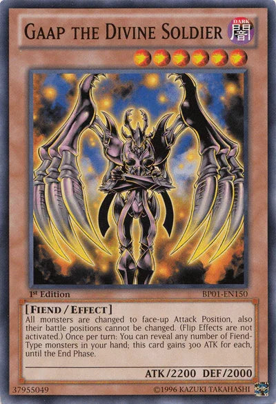 1st Edition, Battle Pack: Epic Dawn, Common, Dark, Effect Monster, Fiend, Unlimited Gaap the Divine Soldier [BP01-EN150] Common - Trading Card World