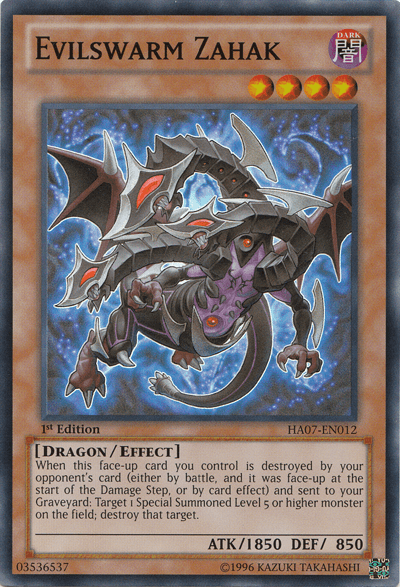 1st Edition, Dark, Dragon, Effect Monster, Hidden Arsenal 7: Knight of Stars, Super Rare, Unlimited Evilswarm Zahak [HA07-EN012] Super Rare - Trading Card World