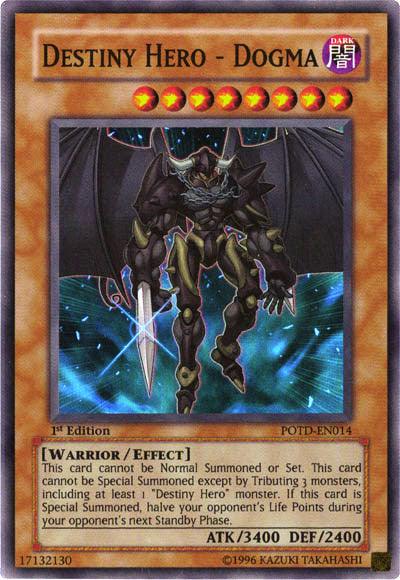 1st Edition, Dark, Effect Monster, Power of the Duelist, Super Rare, Unlimited, Warrior Destiny Hero - Dogma [POTD-EN014] Super Rare - Trading Card World