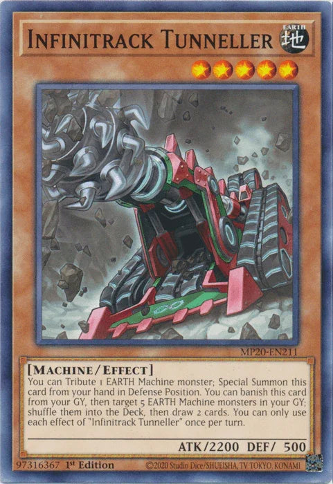 1st Edition, 2020 Tin of Lost Memories, Common, Earth, Effect Monster, Machine Infinitrack Tunneller [MP20-EN211] Common - Trading Card World