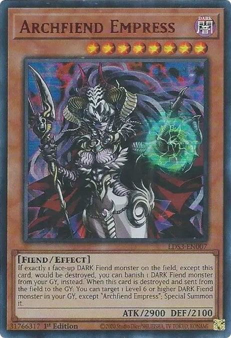 1st Edition, Dark, Effect Monster, Fiend, Legendary Duelists: Season 3, Ultra Rare Archfiend Empress (Red) [LDS3-EN007] Ultra Rare - Trading Card World