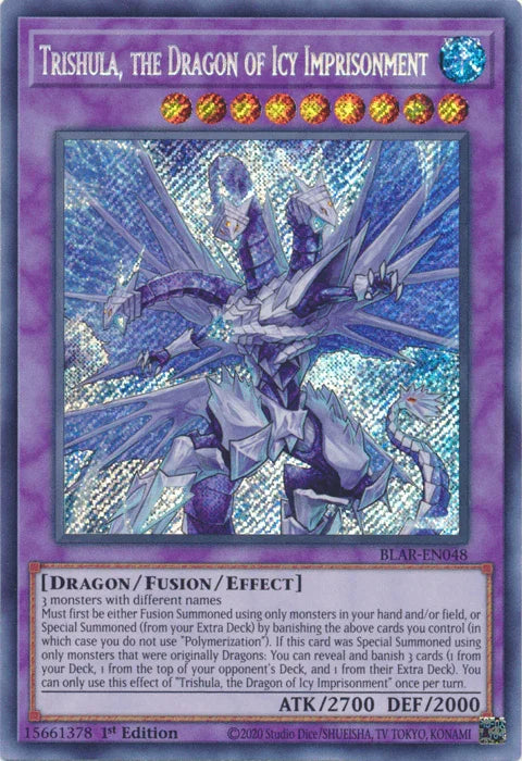 1st Edition, Battles of Legend: Armageddon, Dragon, Fusion/Effect Monster, Secret Rare, Water Trishula, the Dragon of Icy Imprisonment [BLAR-EN048] Secret Rare - Trading Card World