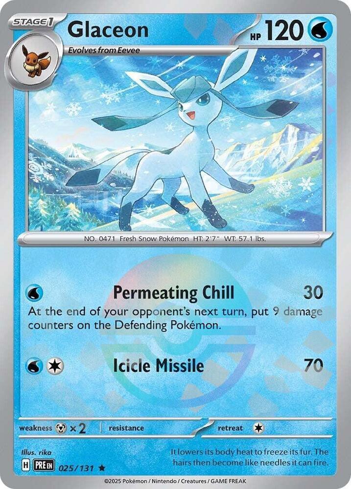 Scarlet & Violet: Prismatic Evolutions Glaceon (025/131) (Poke Ball Pattern) [Scarlet & Violet: Prismatic Evolutions] - Trading Card World