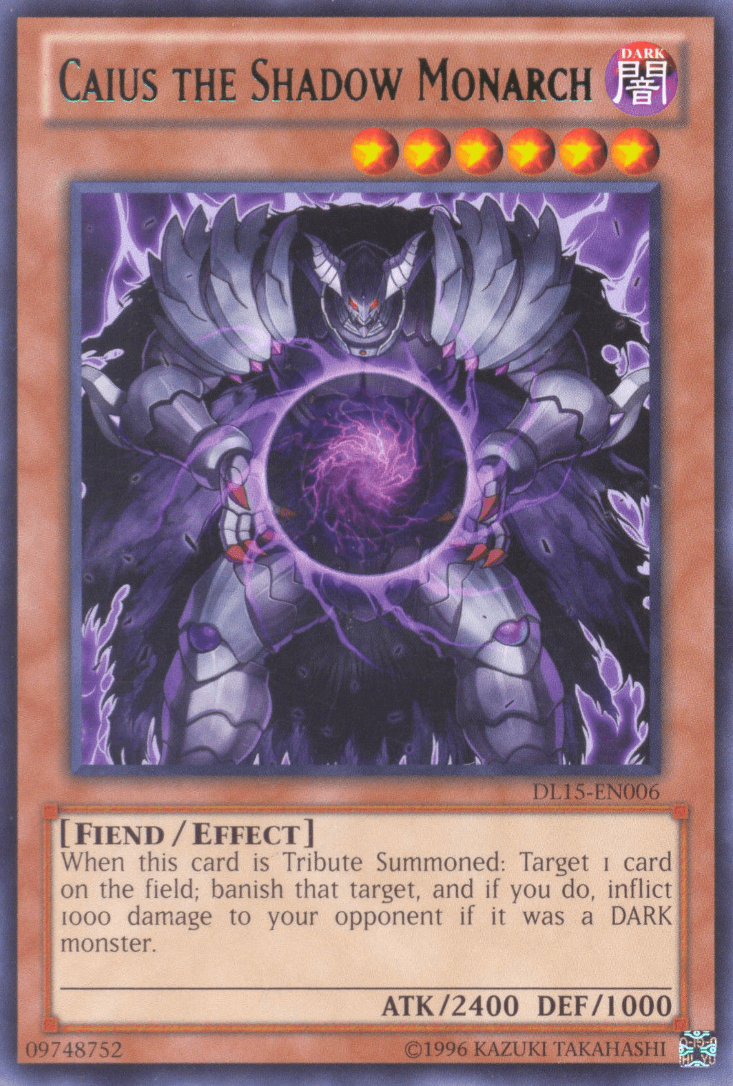 Dark, Duelist League Promo, Effect Monster, Fiend, Rare, Unlimited Caius the Shadow Monarch (Green) [DL15-EN006] Rare - Trading Card World