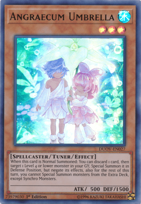 1st Edition, Duel Overload, Spellcaster, Tuner/Effect Monster, Ultra Rare, Water Angraecum Umbrella [DUOV-EN027] Ultra Rare - Trading Card World
