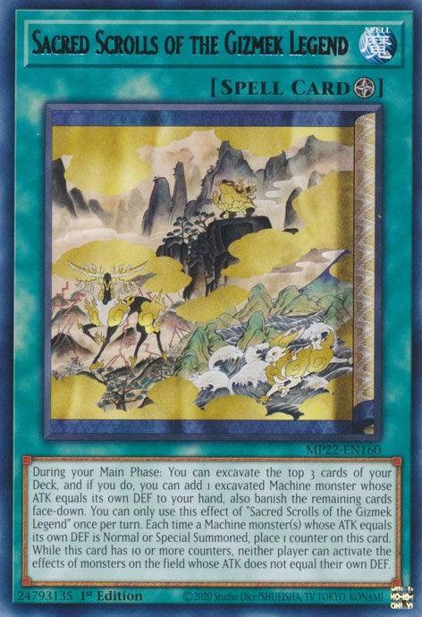 1st Edition, 2022 Tin of the Pharaoh's Gods, Field Spell, Rare, Spell Sacred Scrolls of the Gizmek Legend [MP22-EN160] Rare - Trading Card World