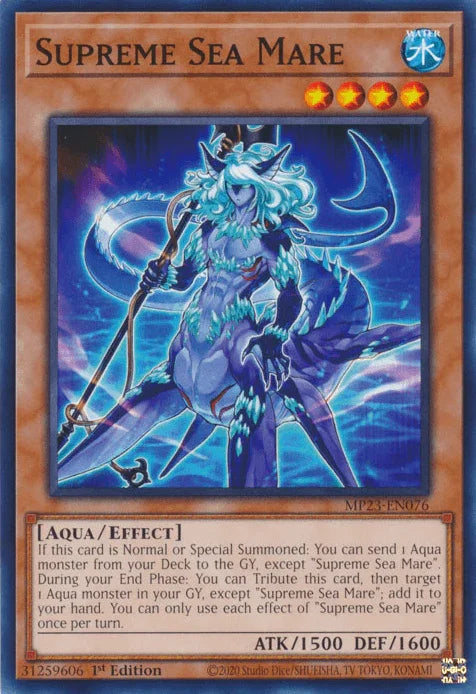 1st Edition, Aqua, Common, Dueling Heroes Collectors Tin - Mega Pack (25th Anniversary Edition), Effect Monster, Water Supreme Sea Mare [MP23-EN076] Common - Trading Card World