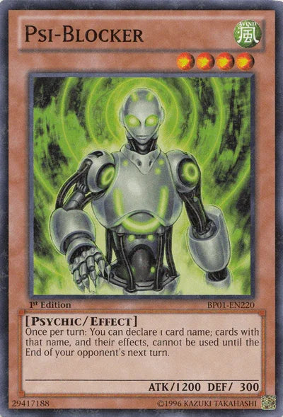 1st Edition, Battle Pack: Epic Dawn, Effect Monster, Psychic, Starfoil Rare, Unlimited, Wind Psi-Blocker [BP01-EN220] Starfoil Rare - Trading Card World
