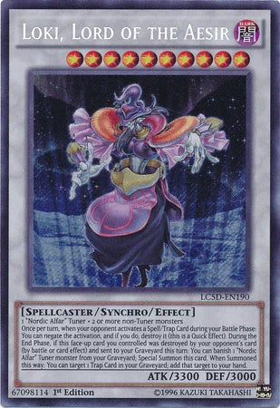 1st Edition, Dark, Legendary Collection 5D's, Secret Rare, Spellcaster, Synchro/Effect Monster Loki, Lord of the Aesir [LC5D-EN190] Secret Rare - Trading Card World