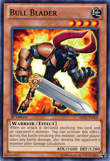 1st Edition, Abyss Rising, Common, Earth, Effect Monster, Unlimited, Warrior Bull Blader [ABYR-EN002] Common - Trading Card World