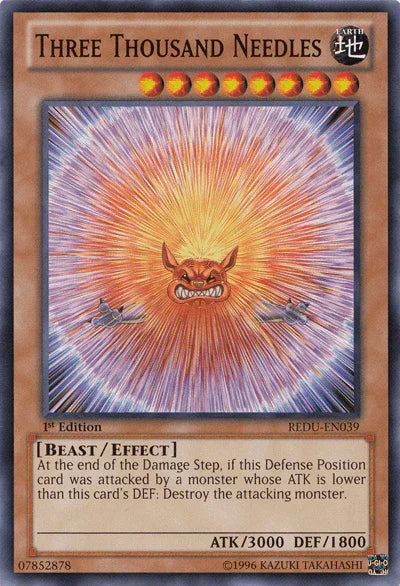 1st Edition, Beast, Common, Earth, Effect Monster, Return of the Duelist, Unlimited Three Thousand Needles [REDU-EN039] Common - Trading Card World